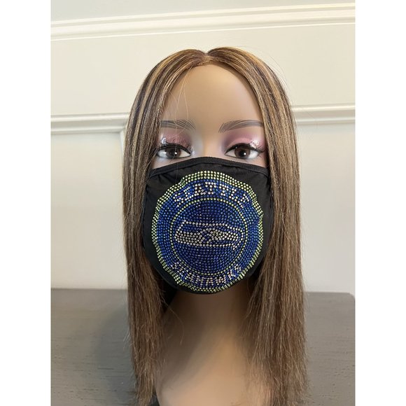 Seattle Seahawks Bling Face Mask Front Full Logo - Picture 8 of 11